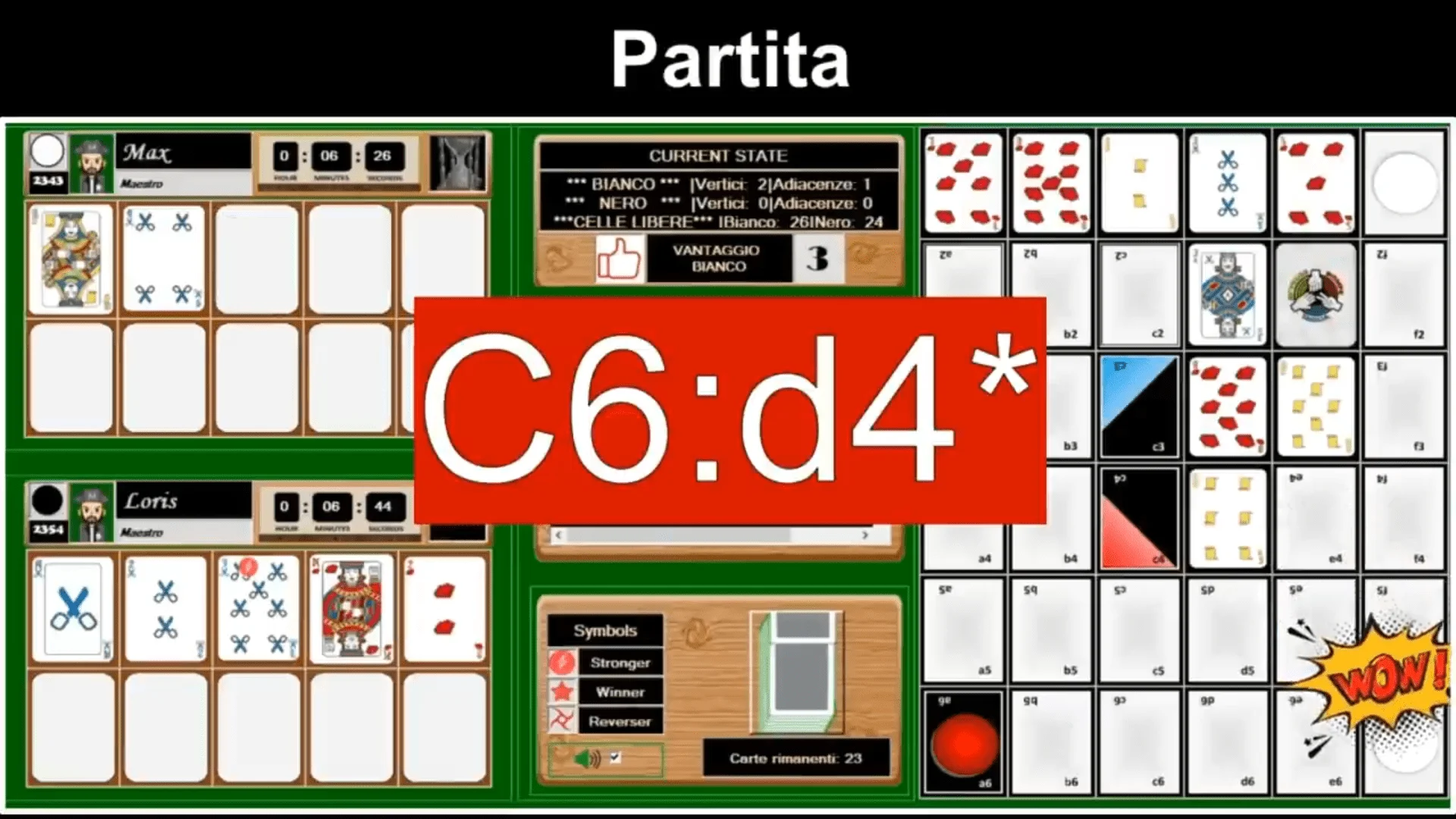 Occupazione casella centrale d4