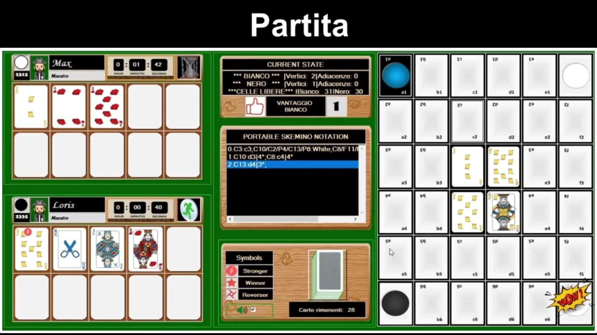 Bianco piazza K13 in d4